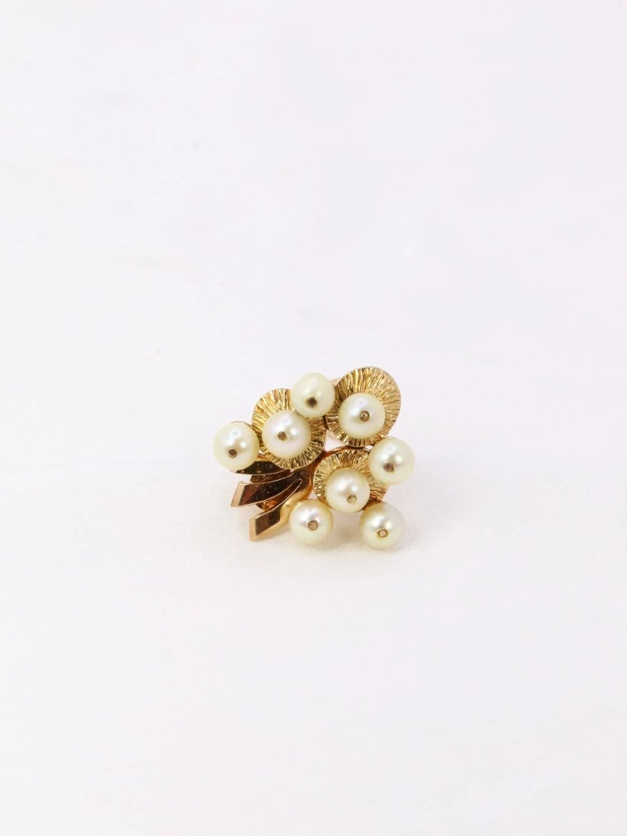 Clips d’oreilles vintage en or jaune et perles de culture - Castafiore