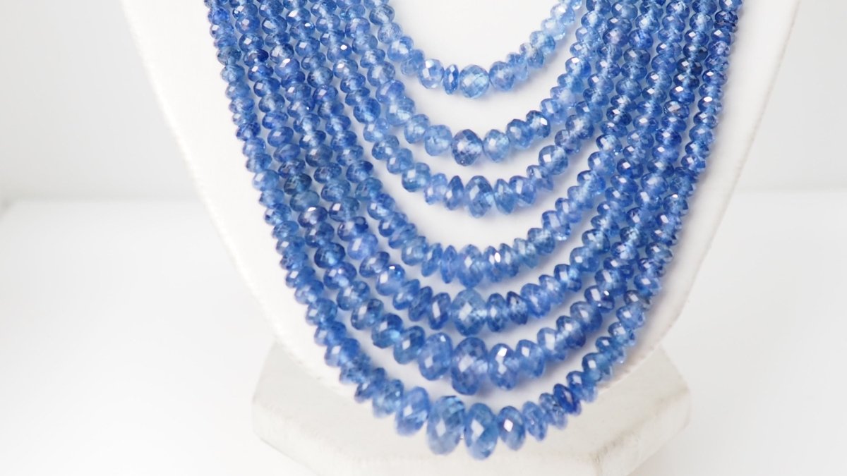 Collier 7 rangs de saphirs or jaune et perles de culture - Castafiore