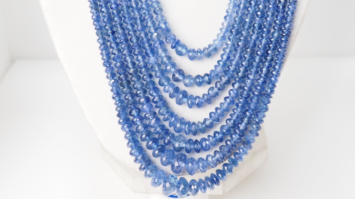 Collier 7 rangs de saphirs or jaune et perles de culture - Castafiore