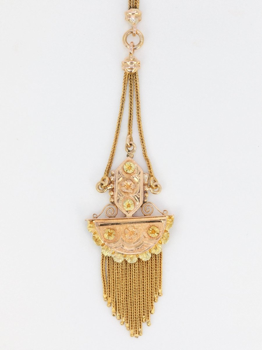 Collier à frange Napoléon III en or jaune et rose - Castafiore