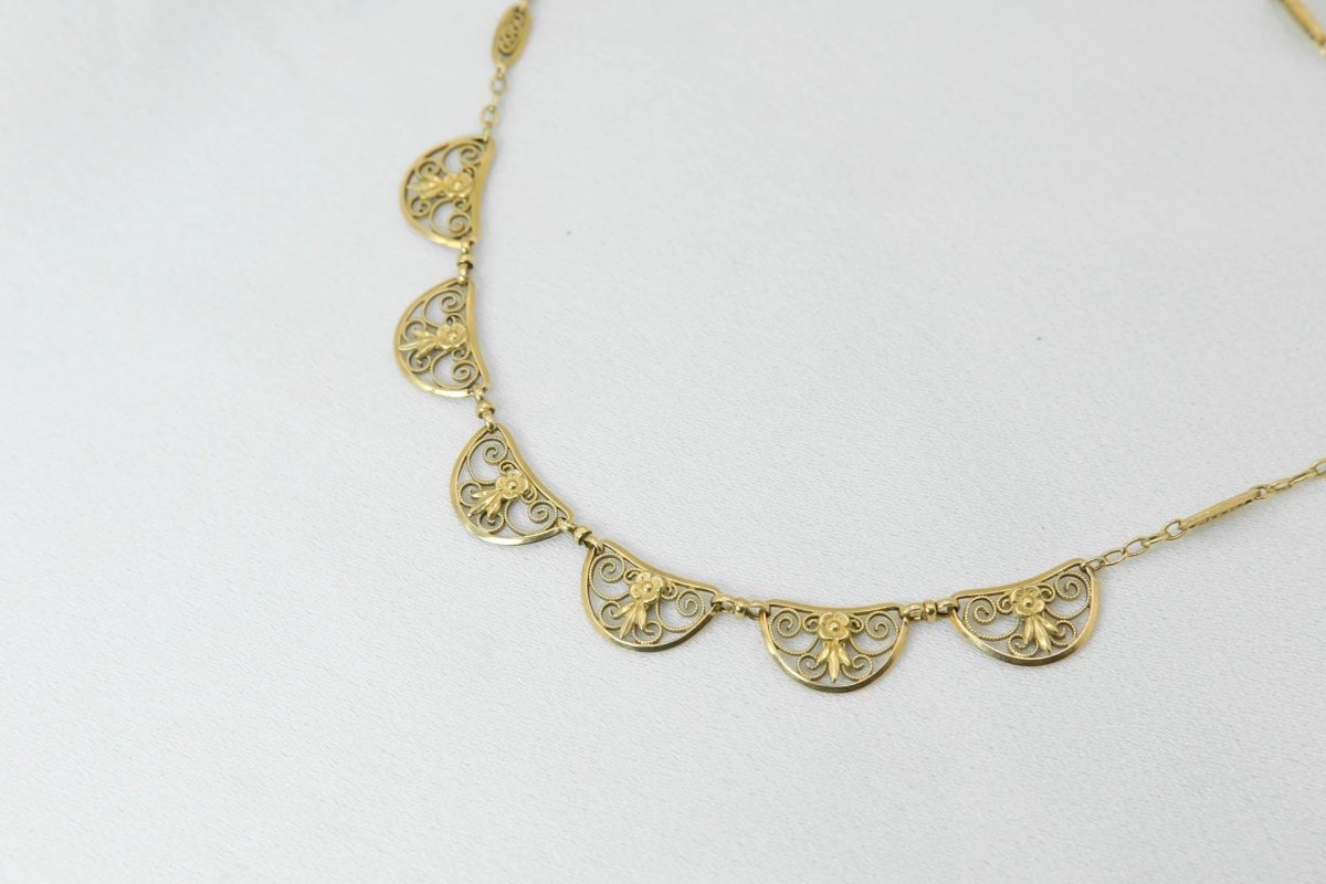Collier ancien maille filigrane en or - Castafiore
