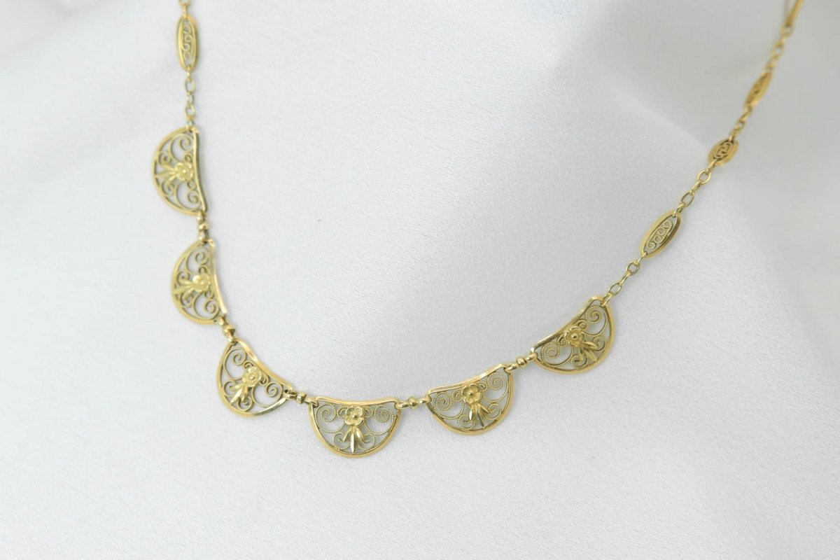 Collier ancien maille filigrane en or - Castafiore