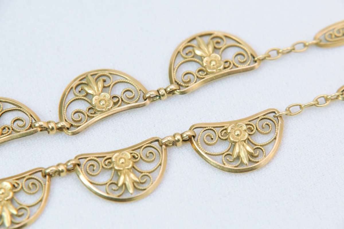 Collier ancien maille filigrane en or - Castafiore