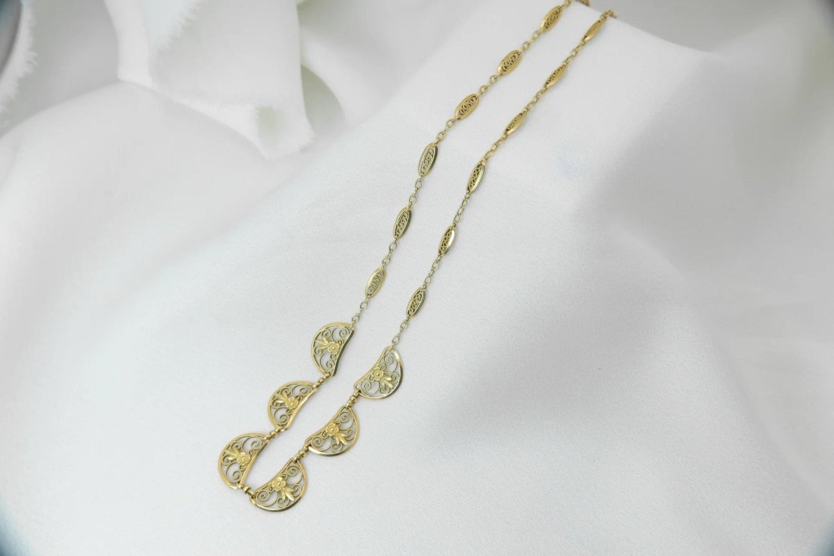 Collier ancien maille filigrane en or - Castafiore