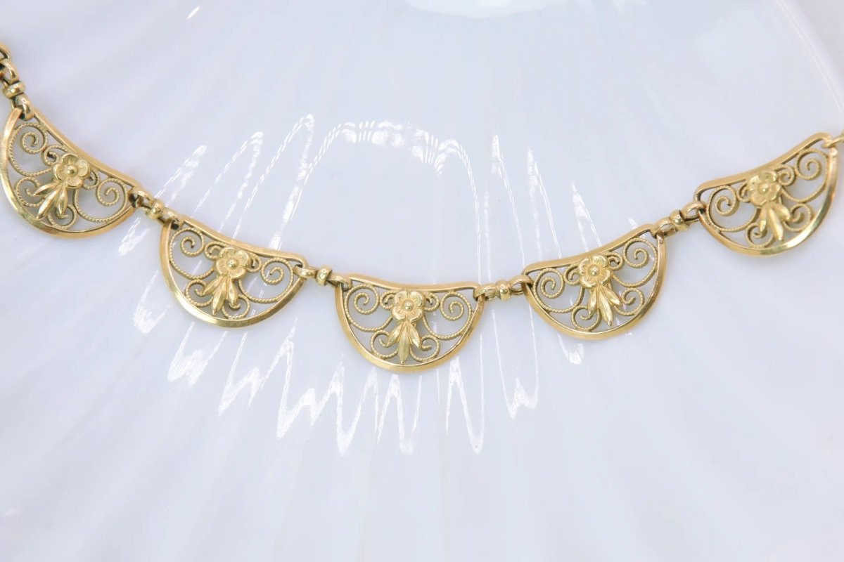 Collier ancien maille filigrane en or - Castafiore