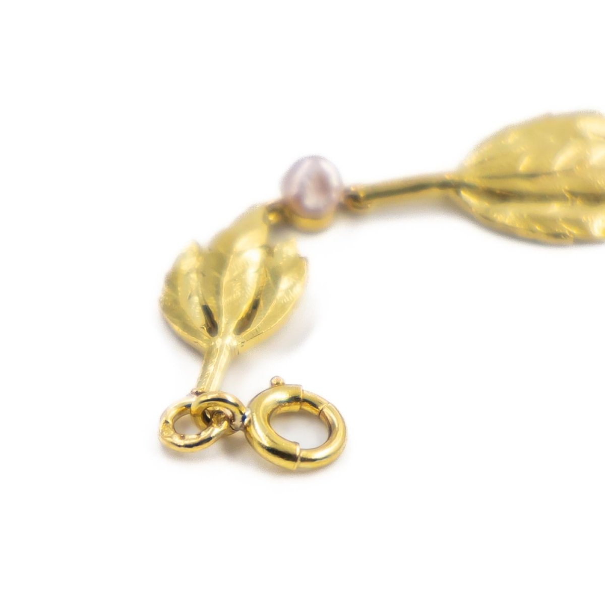 Collier Art nouveau feuillage en or jaune et perles - Castafiore