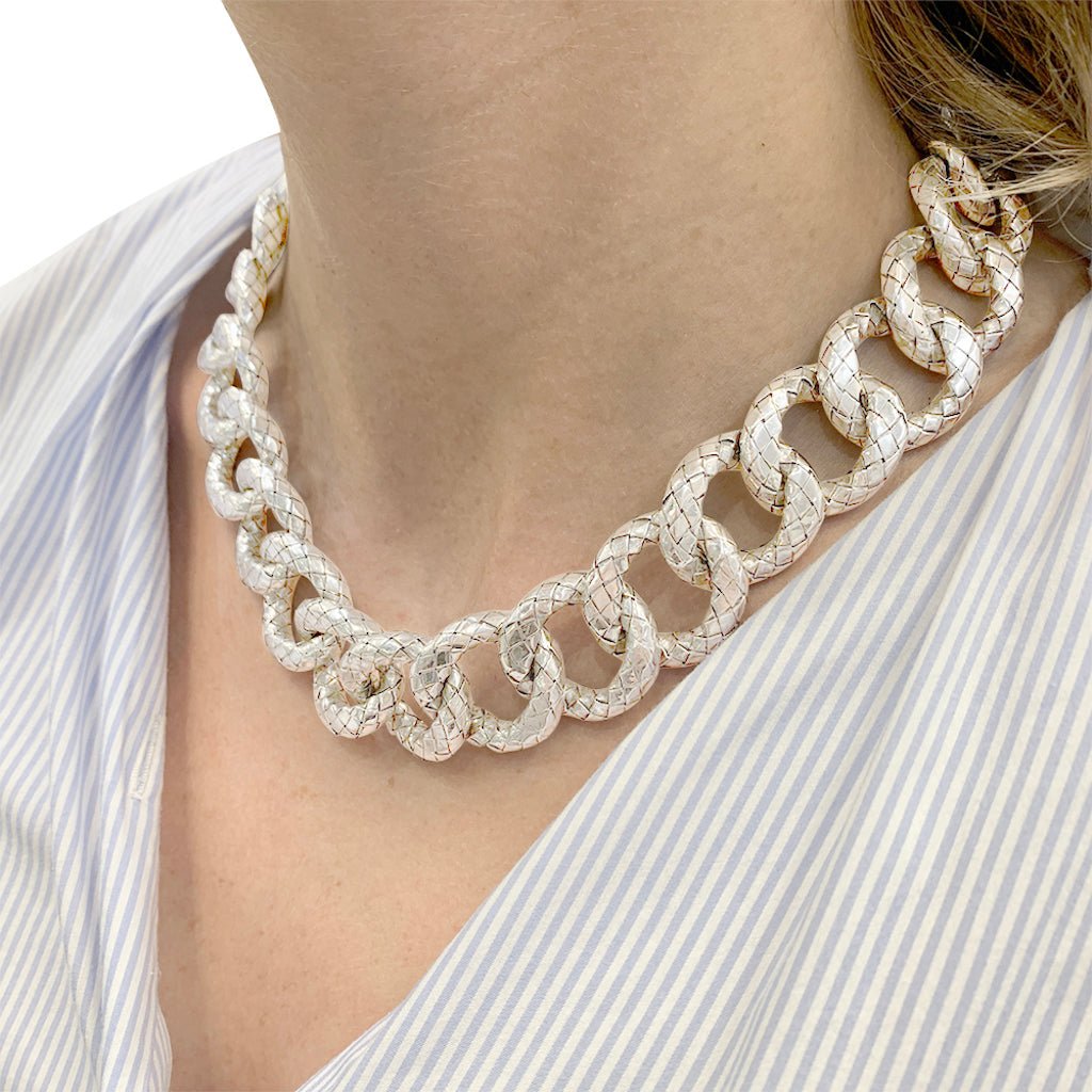 Collier Bottega Veneta, "Intrecciato", argent - Castafiore