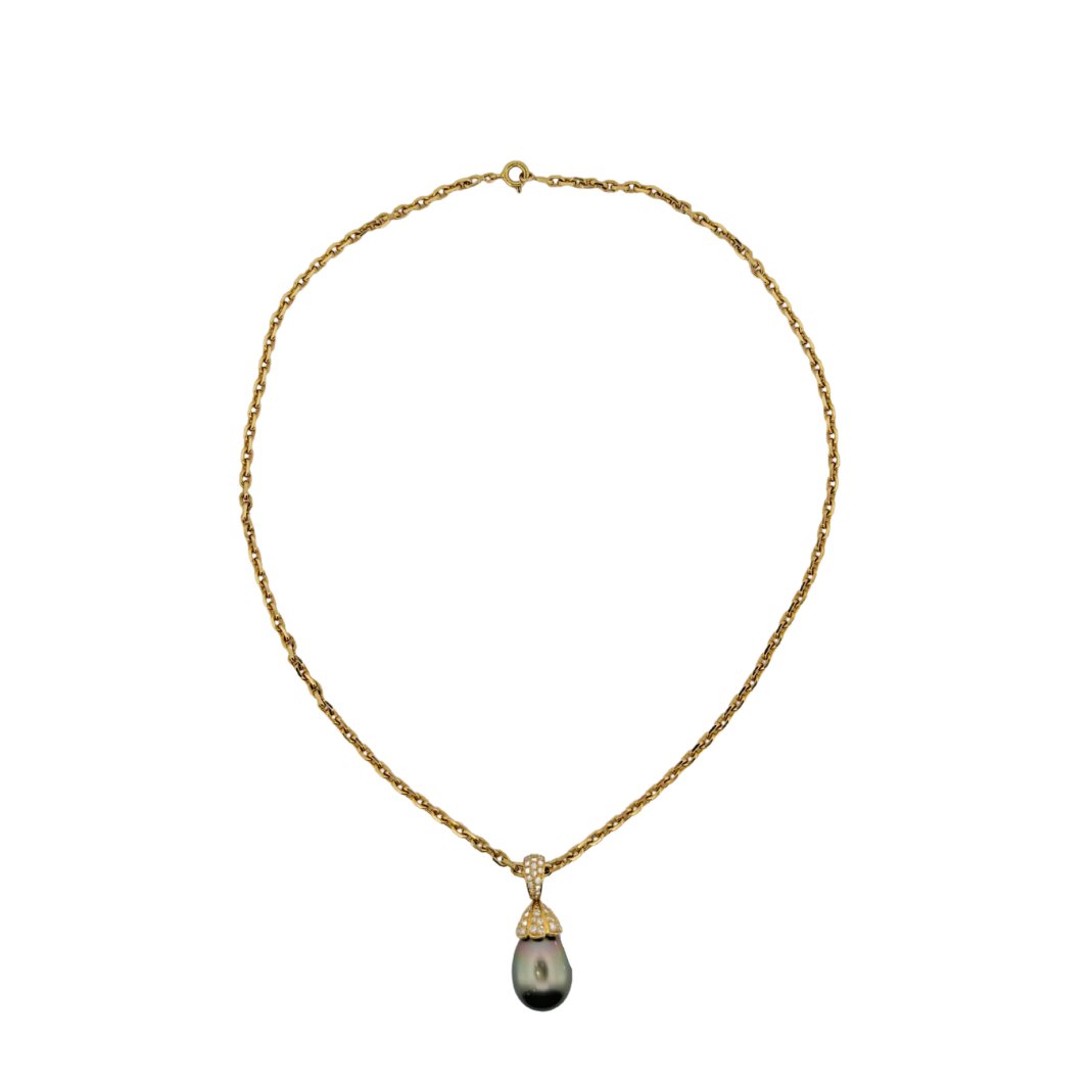 Collier BOUCHERON en or jaune, perle et diamants - Castafiore