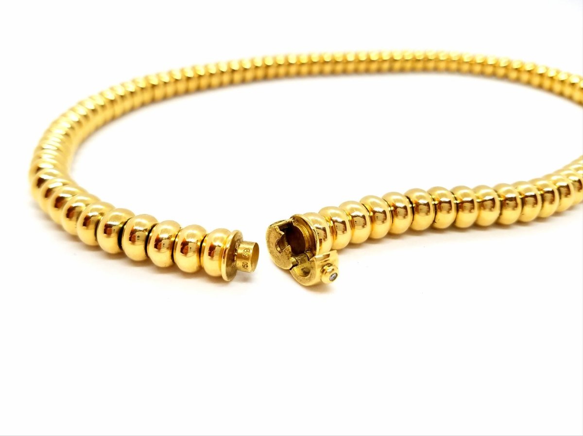 Collier boules en or jaune et diamant - Castafiore