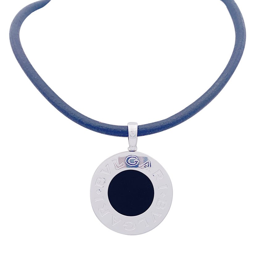 Collier BULGARI "Bulgari Bulgari" en or jaune, acier et onyx - Castafiore