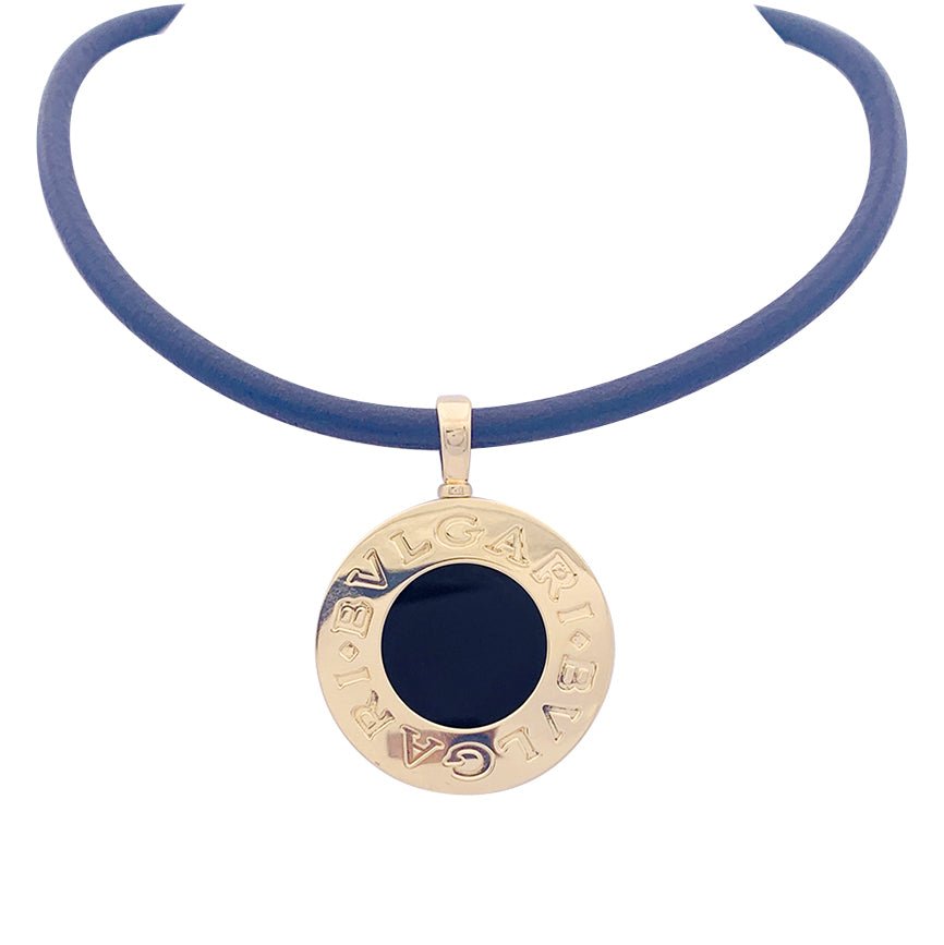 Collier BULGARI "Bulgari Bulgari" en or jaune, acier et onyx - Castafiore