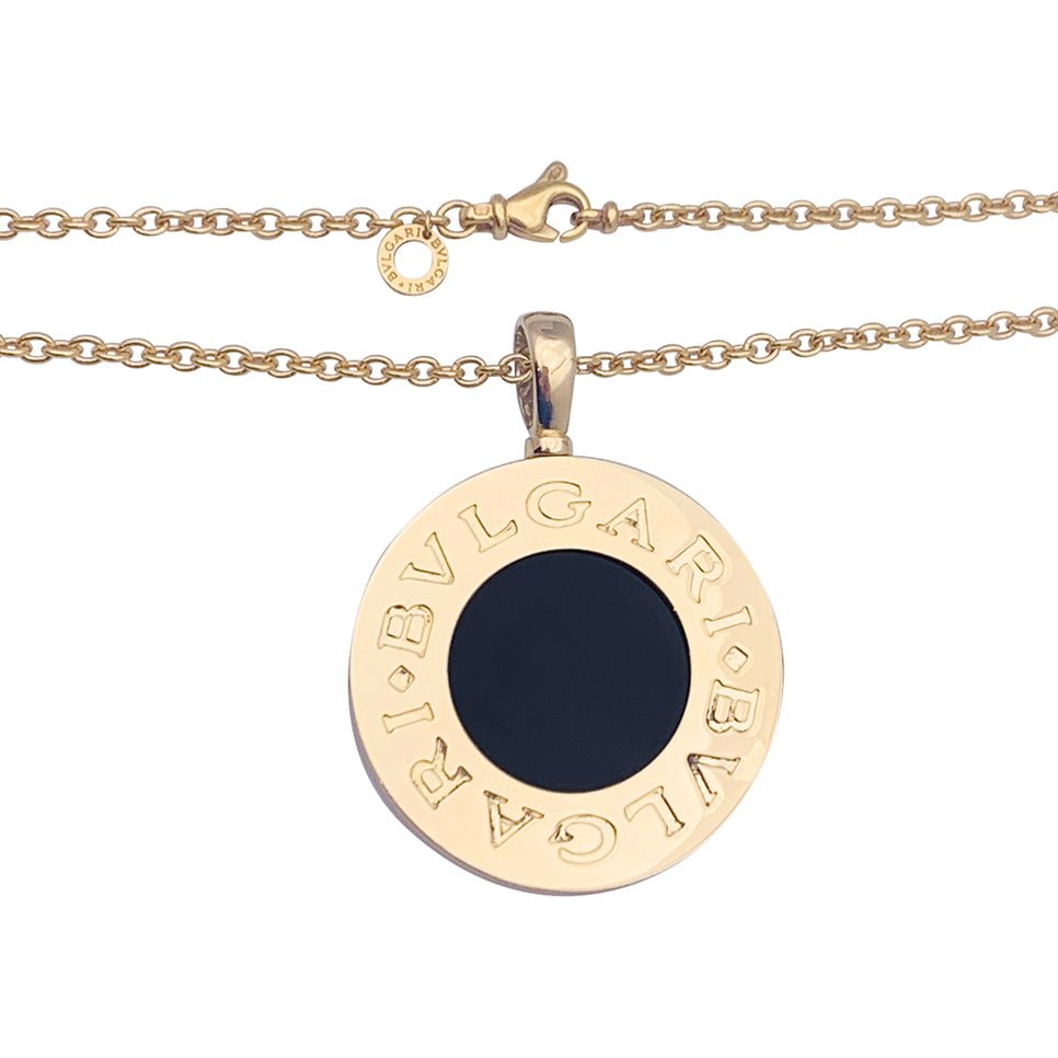 Collier BULGARI "Bulgari Bulgari" en or jaune, acier et onyx - Castafiore