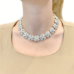 Collier CARTIER "Clover" or blanc et diamants - Castafiore