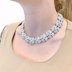 Collier CARTIER "Clover" or blanc et diamants - Castafiore