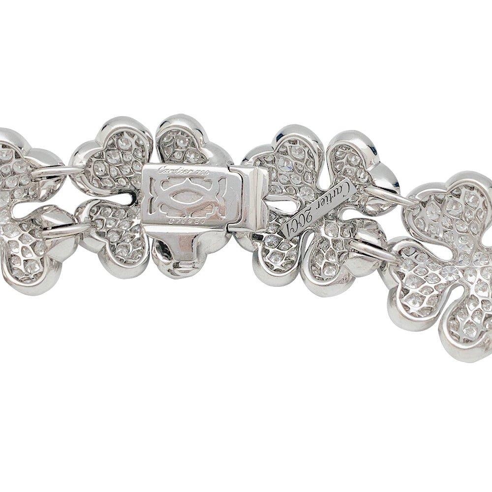 Collier CARTIER "Clover" or blanc et diamants - Castafiore