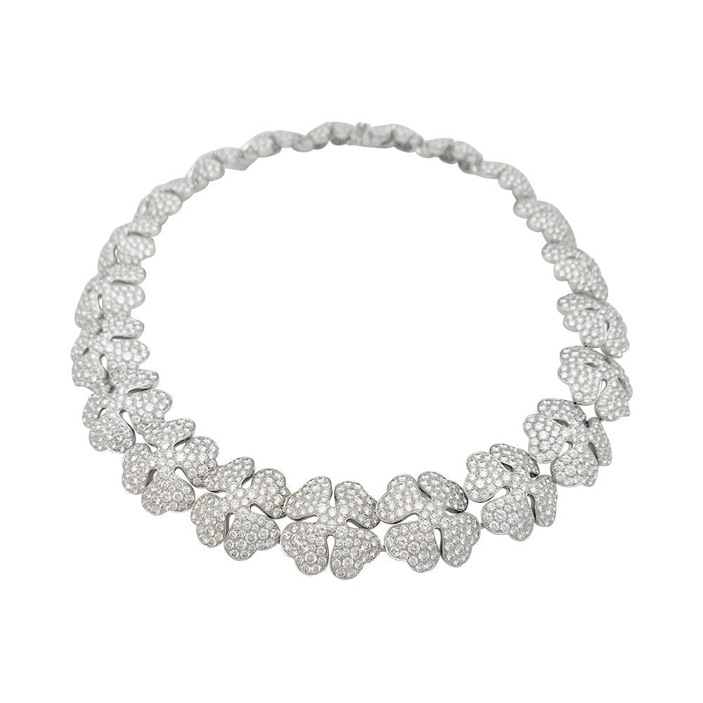 Collier CARTIER "Clover" or blanc et diamants - Castafiore