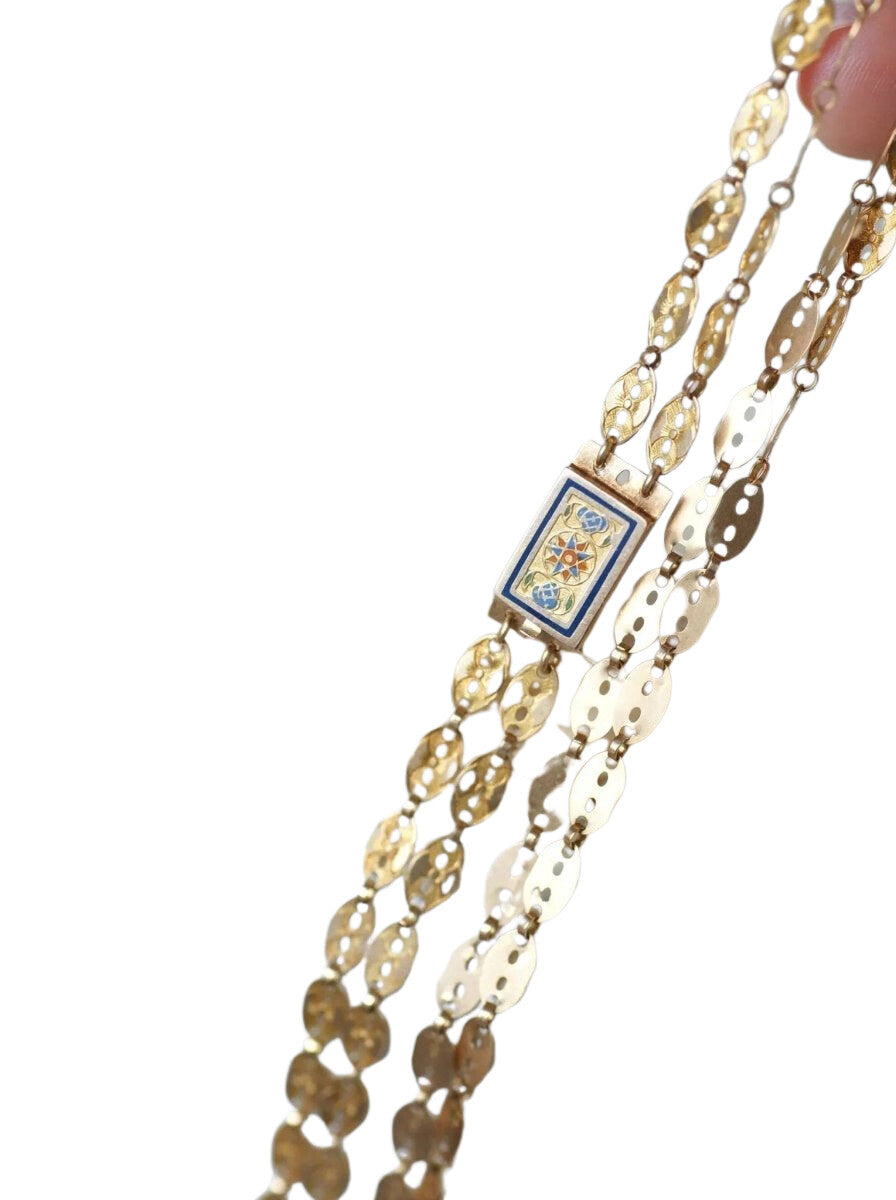 Collier chaîne double or et fermoir émaillé - Castafiore