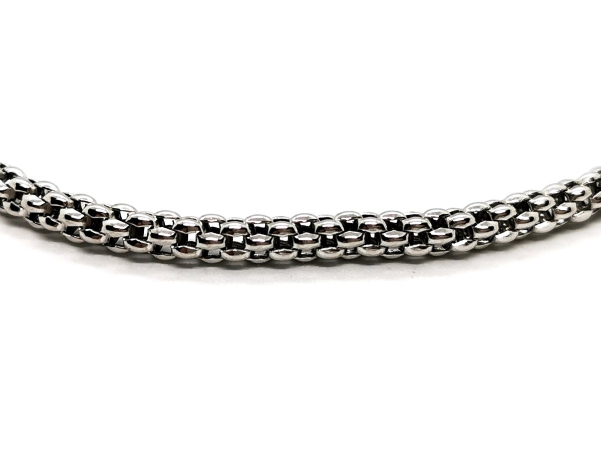 Collier Chaîne FOPE maille popcorn en or blanc - Castafiore