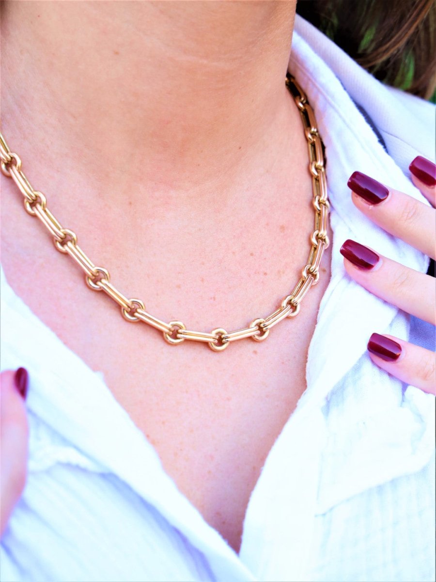 Collier Chaîne maille alternée en or jaune - Castafiore