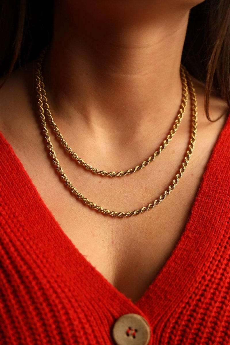 Collier Chaîne maille corde en or jaune - Castafiore