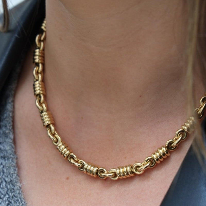 Collier Chaîne maille fantaisie en or jaune et diamant - Castafiore