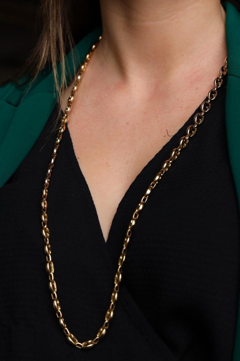 Collier Chaîne maille grain de café en or jaune - Castafiore