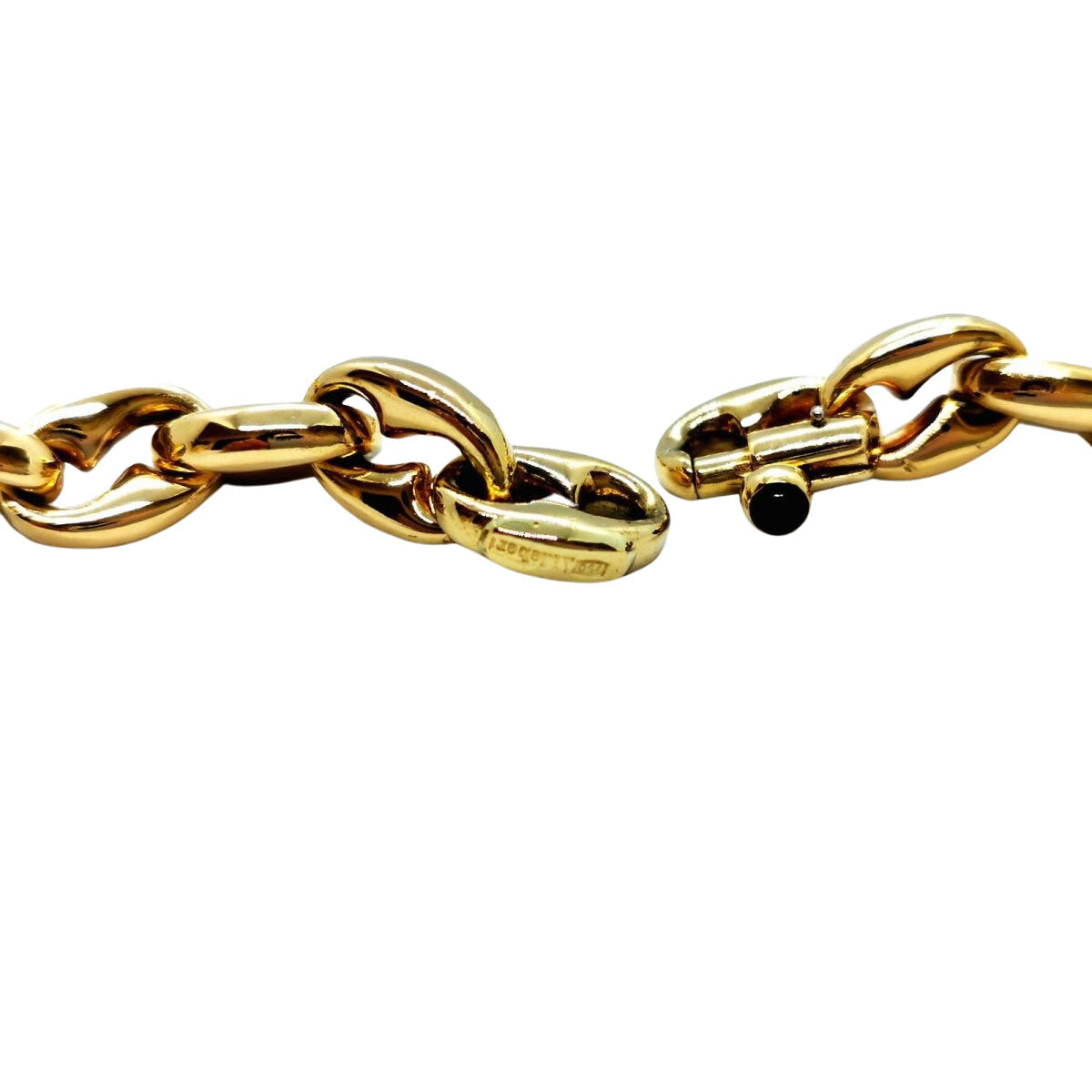 Collier Chaîne maille grain de café en or jaune et saphir - Castafiore
