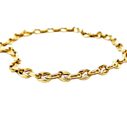 Collier Chaîne maille grain de café en or jaune et saphir - Castafiore