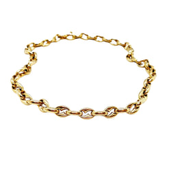 Collier Chaîne maille grain de café en or jaune et saphir - Castafiore