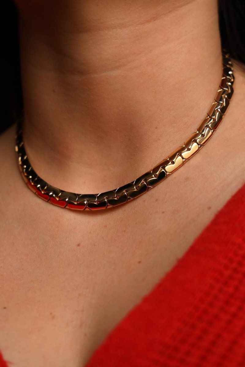 Collier Chaîne maille haricot en or jaune - Castafiore