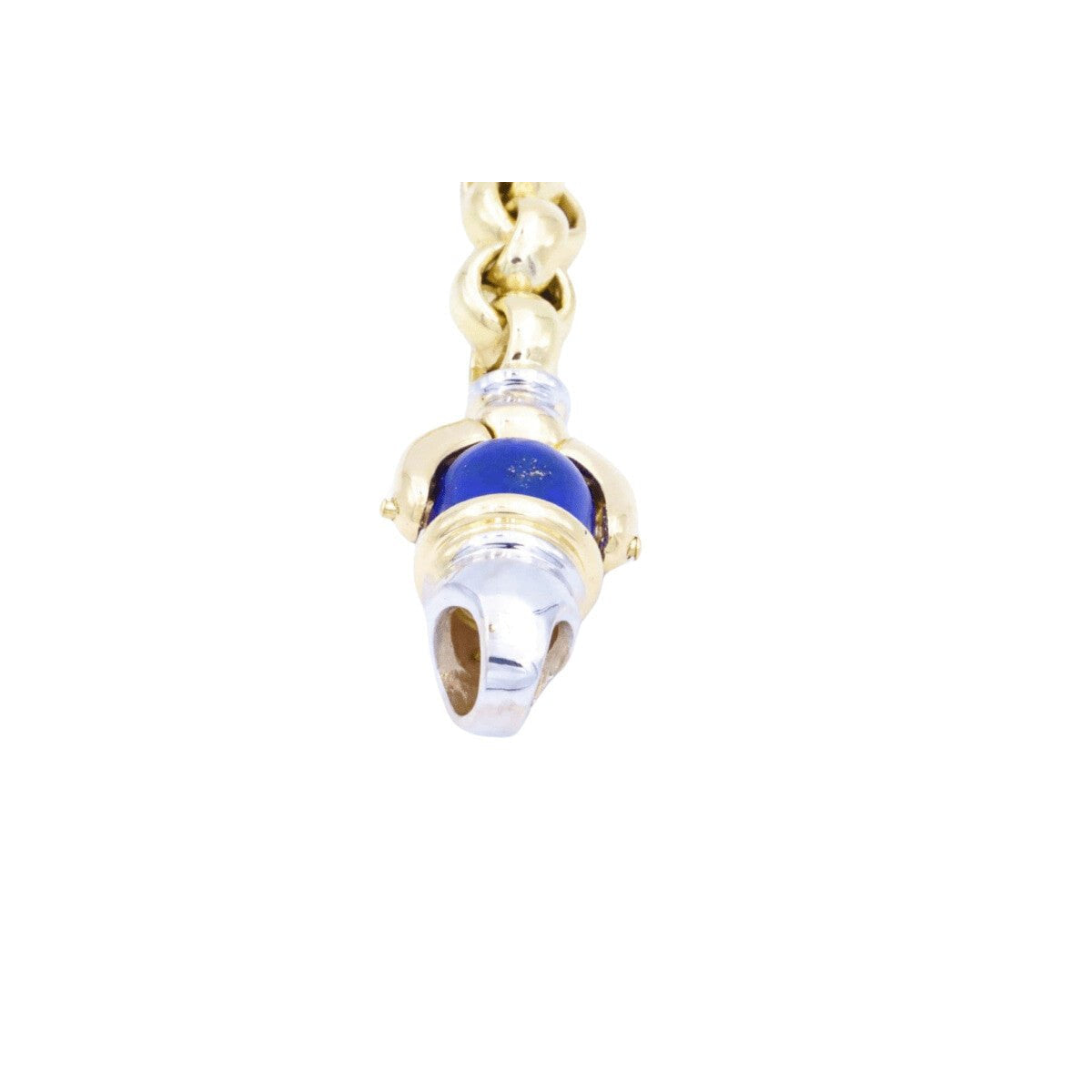 Collier Chaîne maille jaseron en 2 ors, cornaline et lapis lazulis - Castafiore