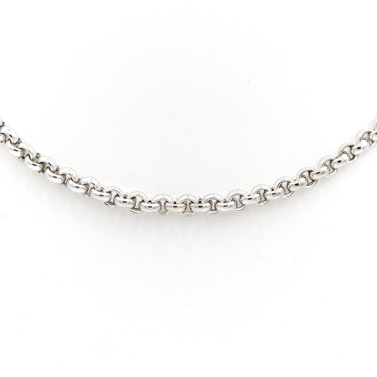 Collier Chaîne maille jaseron en or blanc - Castafiore