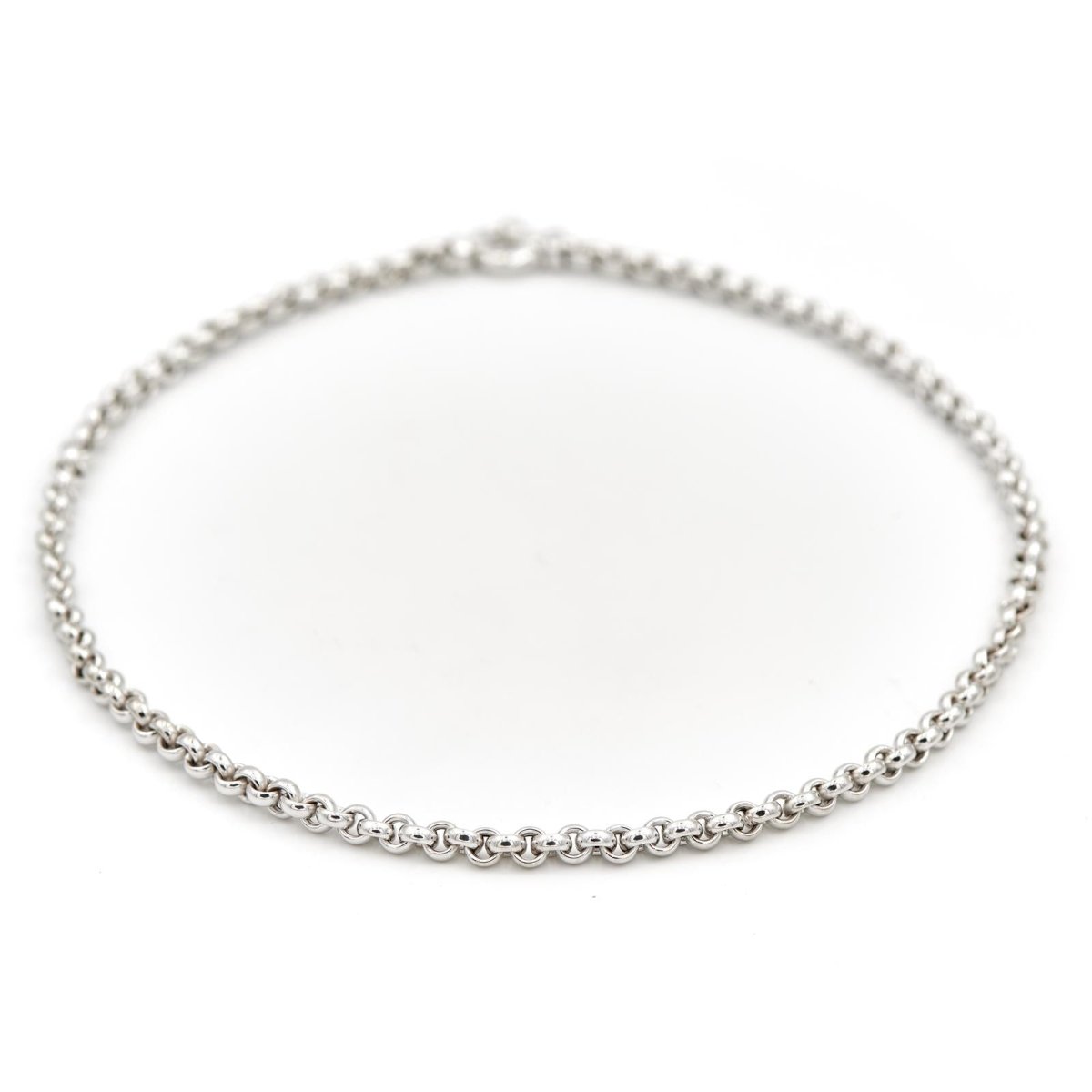 Collier Chaîne maille jaseron en or blanc - Castafiore