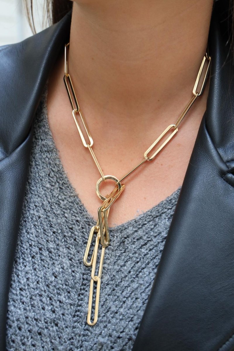 Collier Chaîne massive originale en or jaune - Castafiore