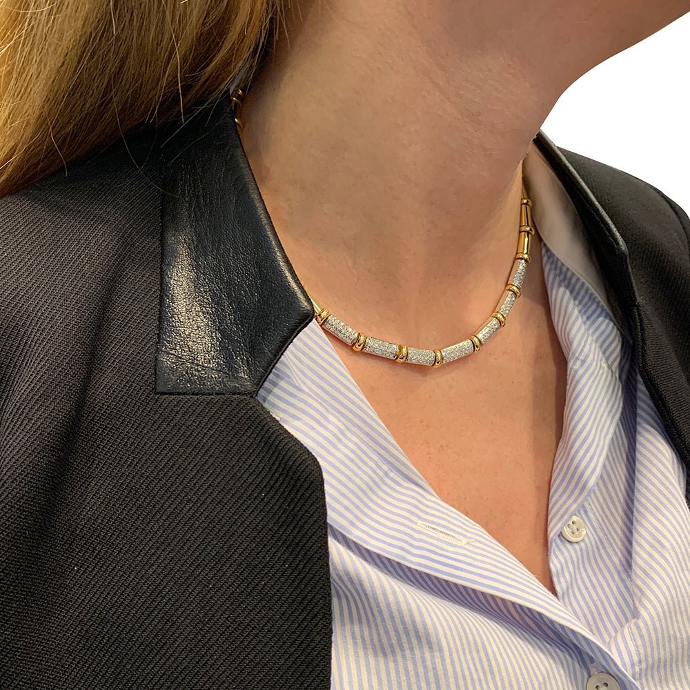 Collier CHIMENTO, or jaune, or blanc, diamants - Castafiore