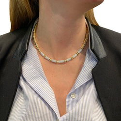 Collier CHIMENTO, or jaune, or blanc, diamants - Castafiore