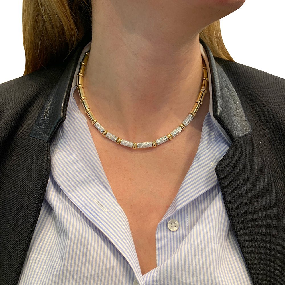 Collier CHIMENTO, or jaune, or blanc, diamants - Castafiore