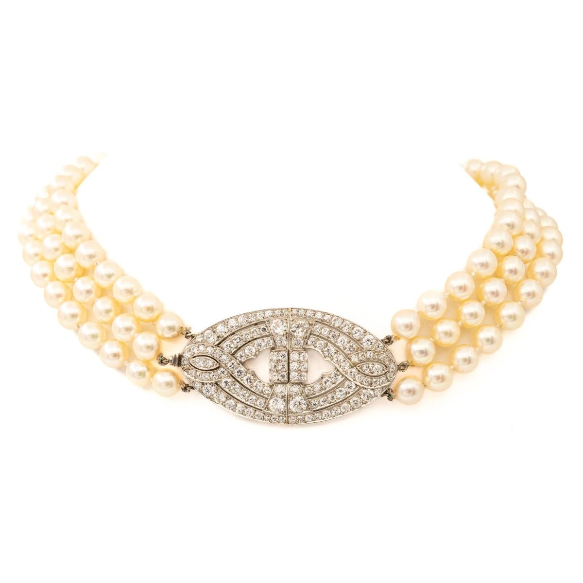 Collier Choker Or blanc Diamant - Castafiore