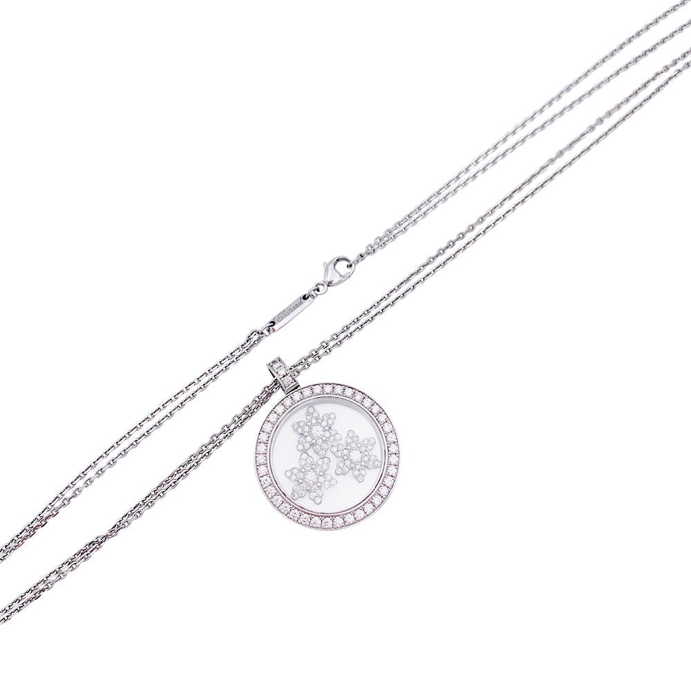 Collier Chopard, "Happy Snow Flakes", or blanc, diamants. - Castafiore