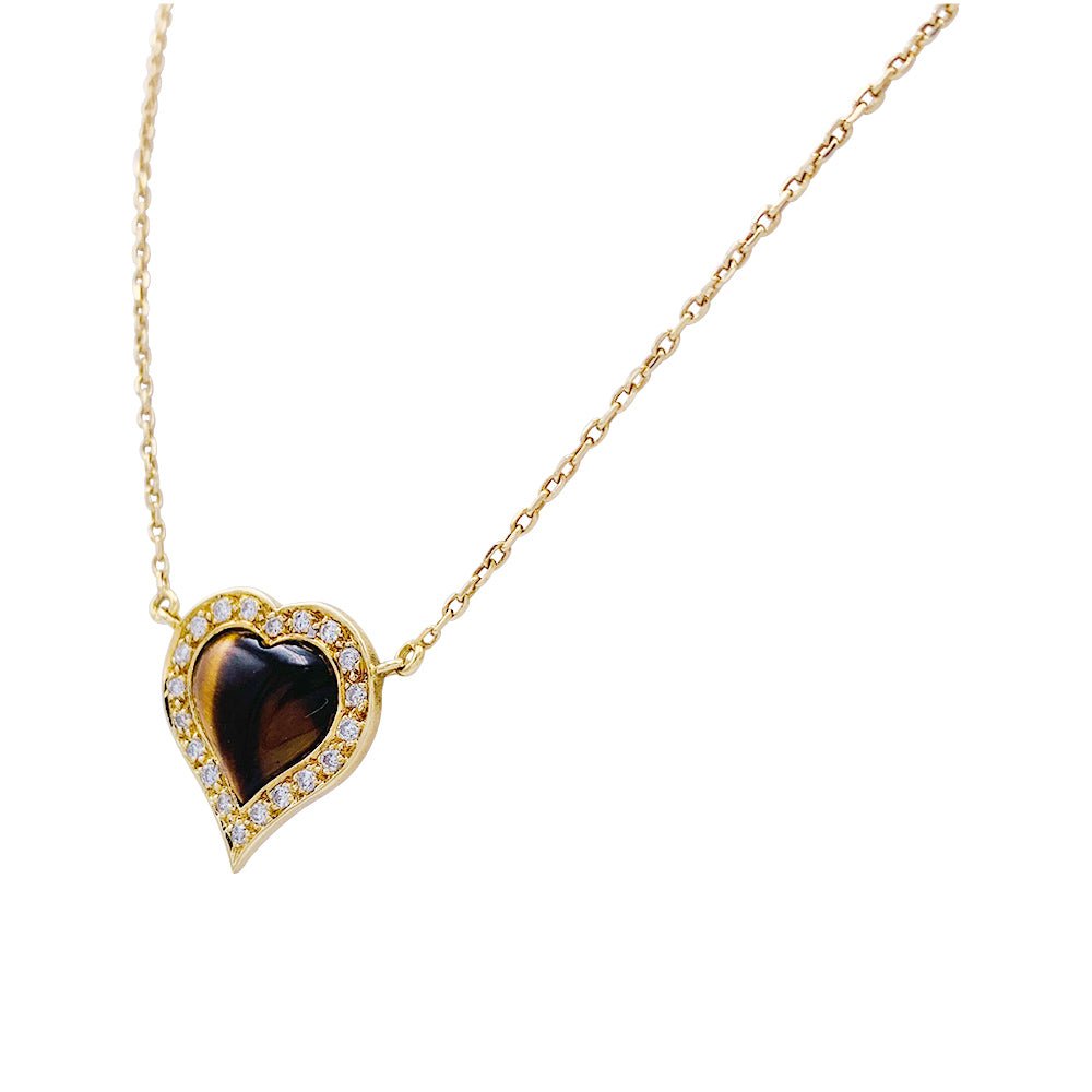 Collier, "Coeur", or jaune, oeil de tigre, diamants - Castafiore