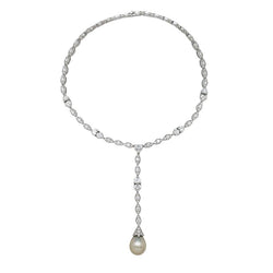 Collier cravate CARTIER, "Amour", or blanc, diamants, perle de Tahiti - Castafiore