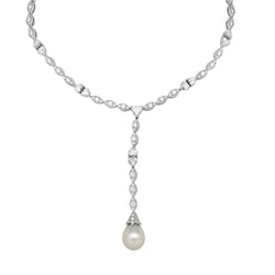 Collier cravate CARTIER, "Amour", or blanc, diamants, perle de Tahiti - Castafiore