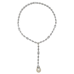 Collier cravate CARTIER, "Amour", or blanc, diamants, perle de Tahiti - Castafiore