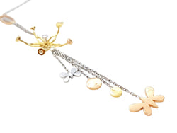Collier Cravate fleurs et papillons en 3 ors et diamants - Castafiore