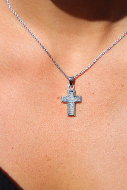 Collier Croix Or blanc Diamant - Castafiore