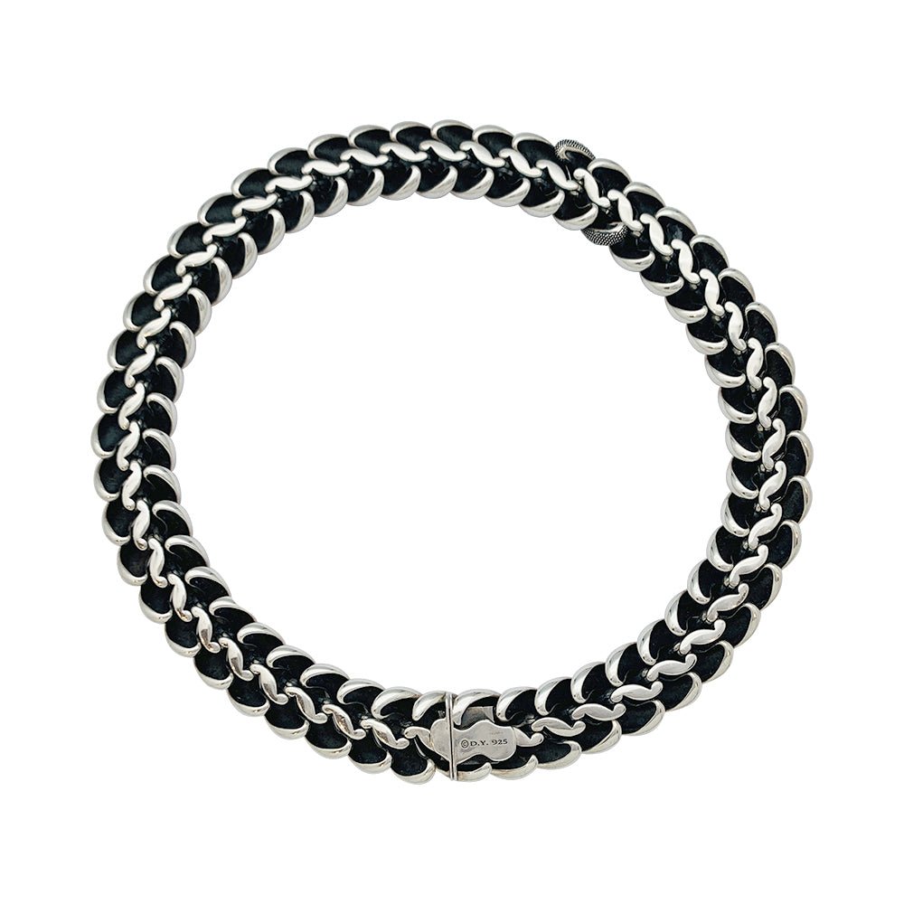 Collier David Yurman en argent, diamants noirs - Castafiore