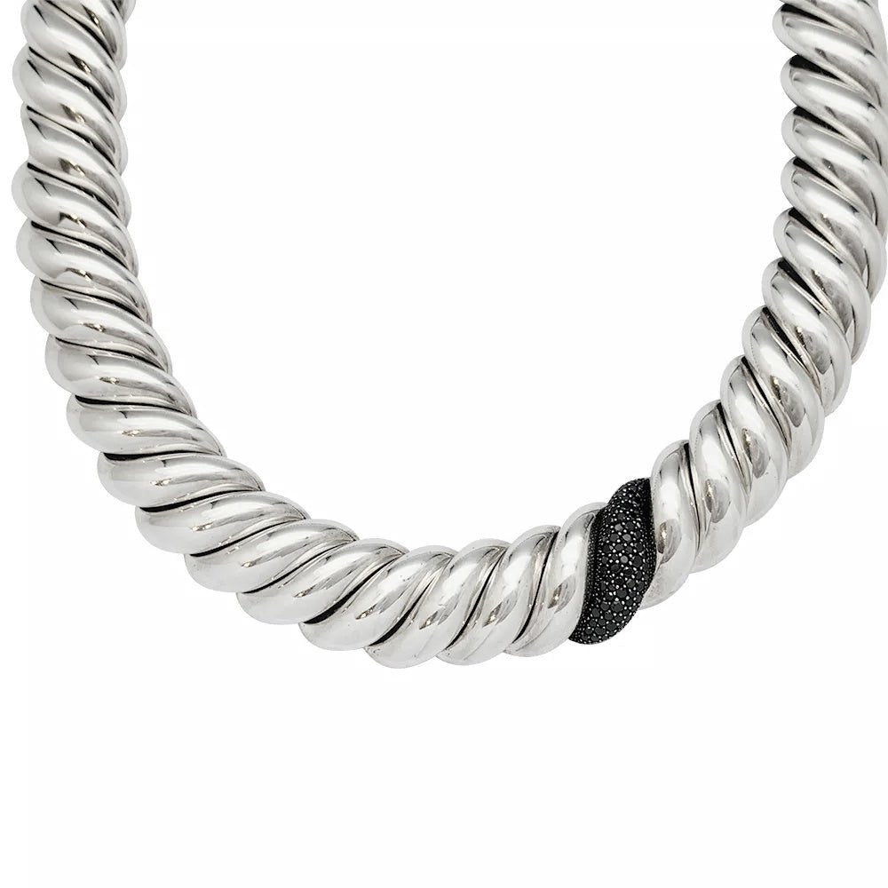 Collier David Yurman en argent, diamants noirs - Castafiore