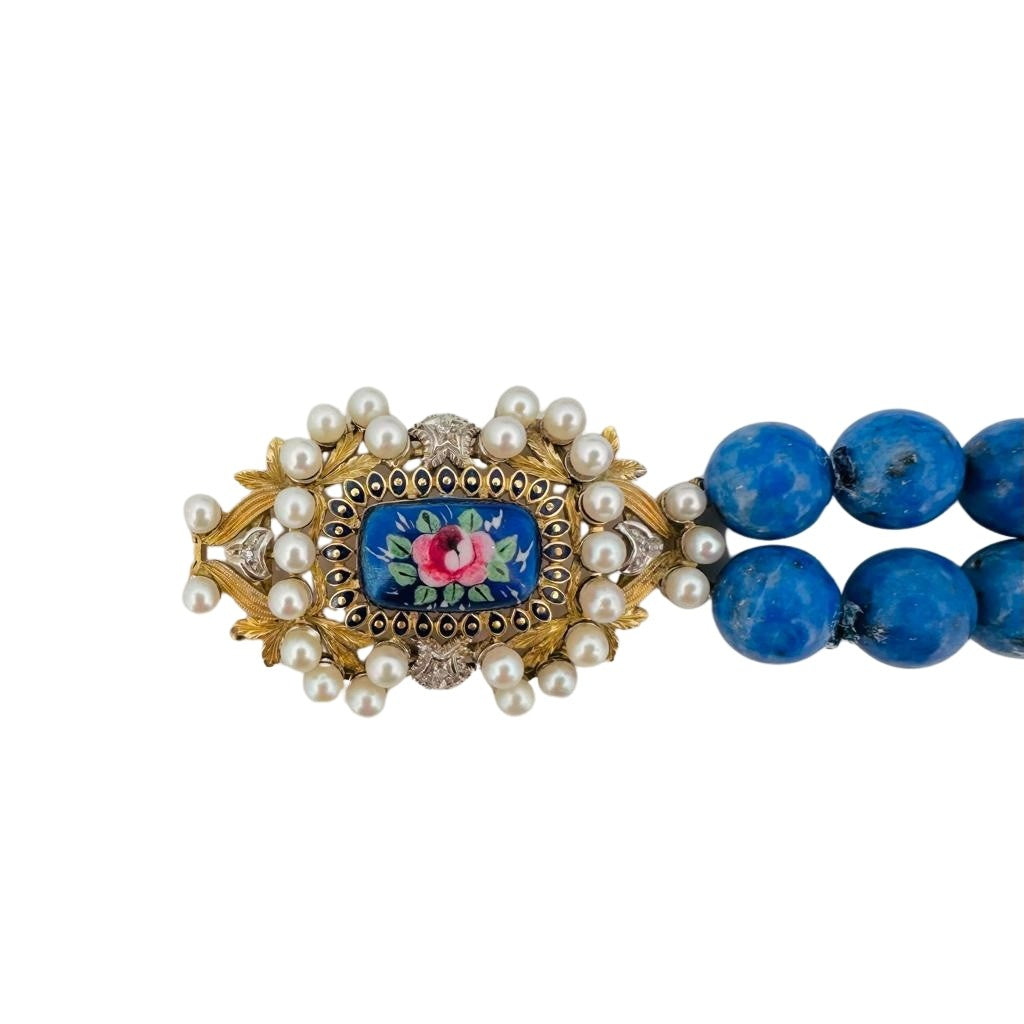 Collier deux rangs de perles de lapis lazuli - Castafiore