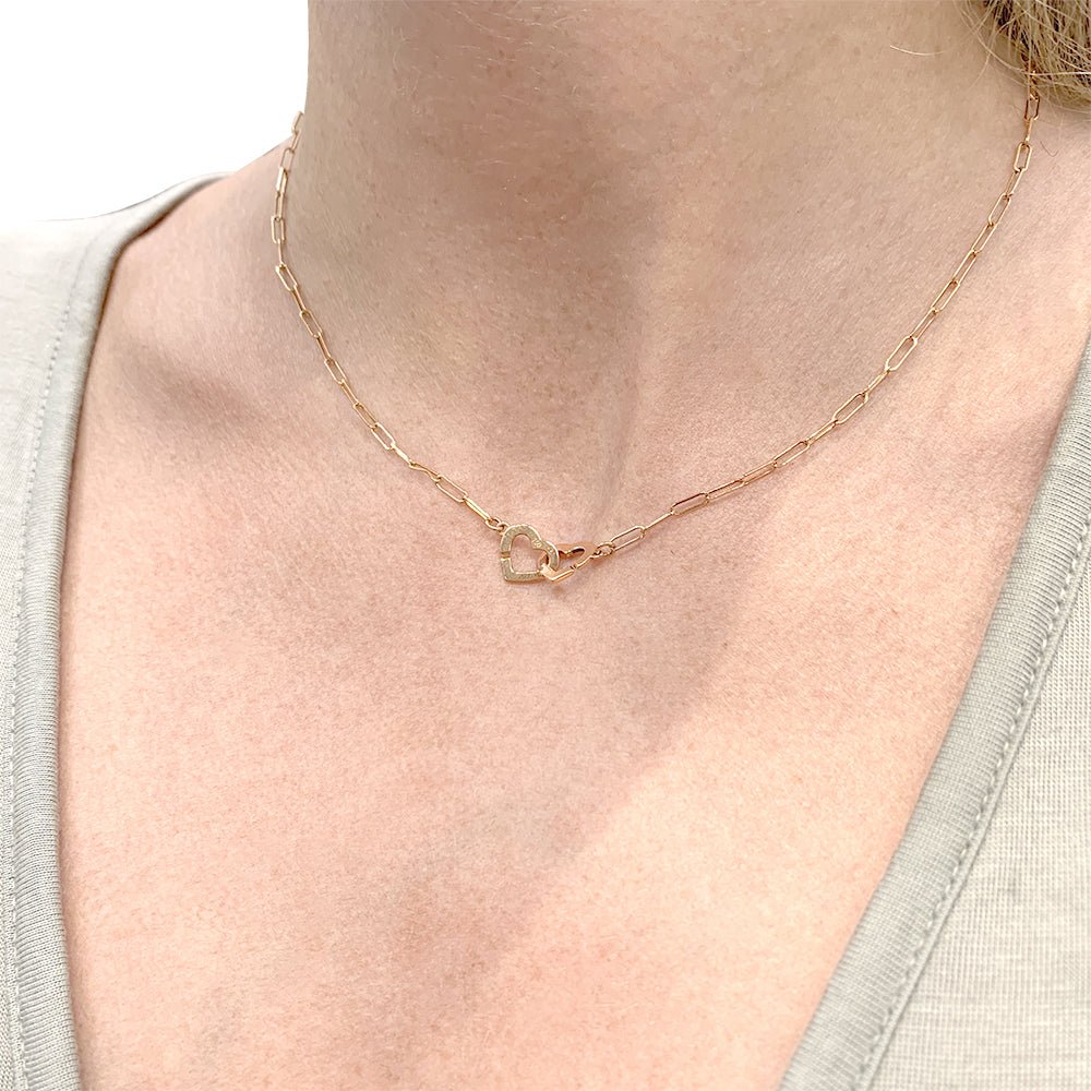 DINH VAN “Double Hearts R9” Mesh Necklace in pink gold – Castafiore