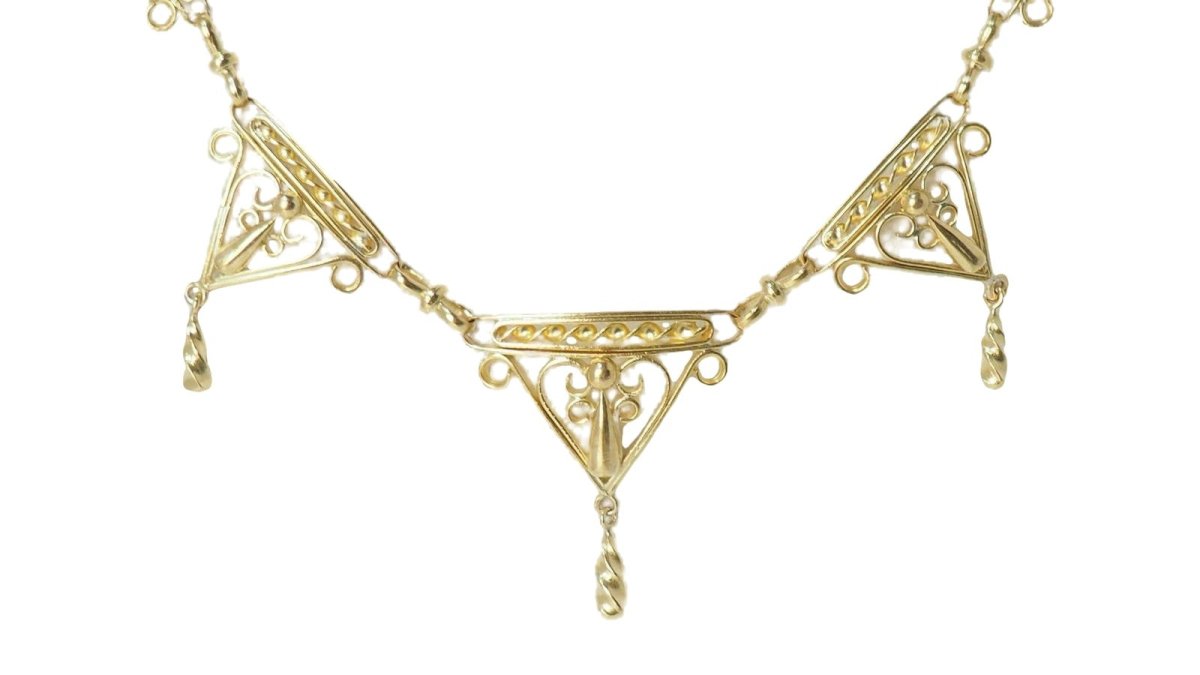 Collier draperie du XIXe siècle en or jaune - Castafiore